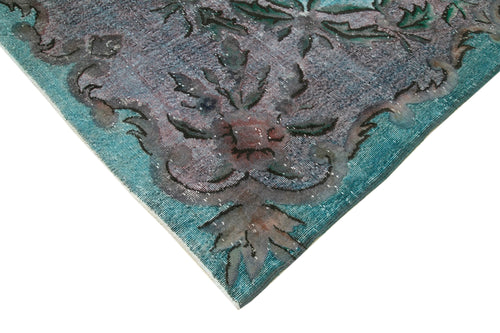 Oyma Vintage Turquoise Vintage Cotton Wool Handmade Area Rug 6'8'' x 9'8''