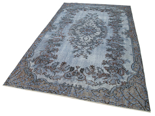 Oyma Vintage Blue Vintage Cotton Wool Handmade Area Rug 5'5'' x 9'3''