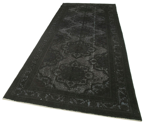 Oyma Vintage Black Vintage Cotton Wool Handmade Area Rug 4'8'' x 11'9''