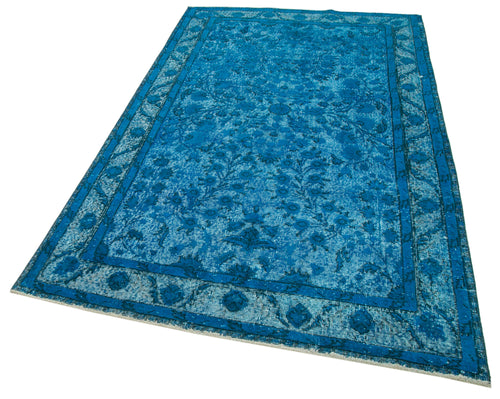 Oyma Vintage Turquoise Vintage Cotton Wool Handmade Area Rug 4'11'' x 8'1''