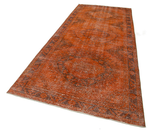 Zile Orange Vintage Cotton Wool Handmade Area Rug 4'11'' x 12'0''