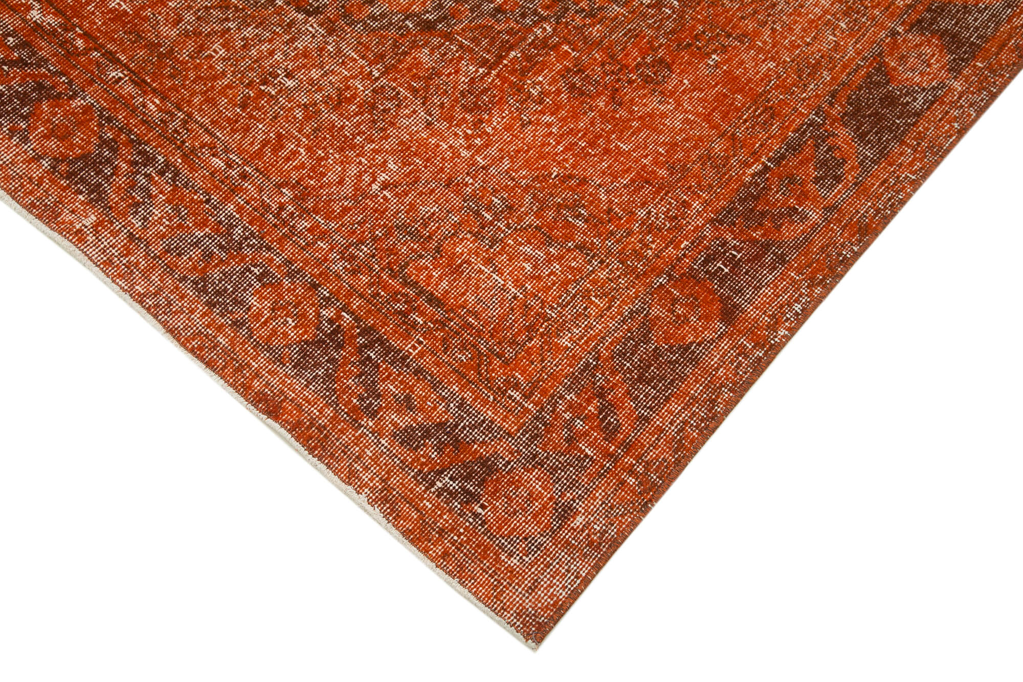 Handmade Wool Area Rug - Orange Vintage Cotton Wool Blend, Soft Textured Carpet 4'11"x12'