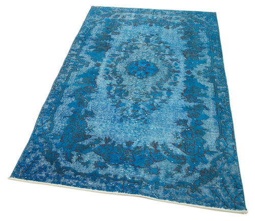 Oyma Vintage Turquoise Vintage Cotton Wool Handmade Area Rug 3'10'' x 6'7''