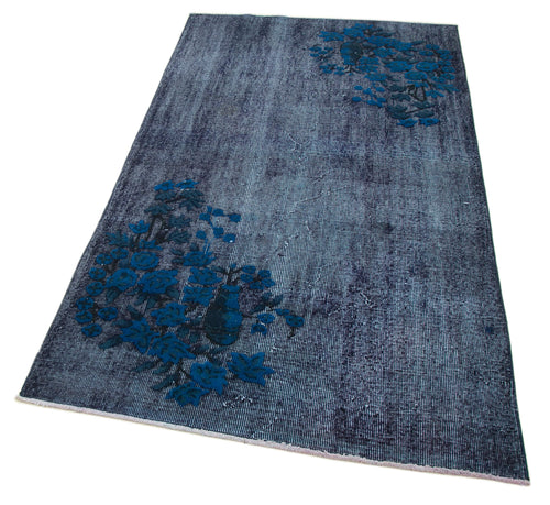 Oyma Vintage Blue Vintage Cotton Wool Handmade Area Rug 3'8'' x 6'7''
