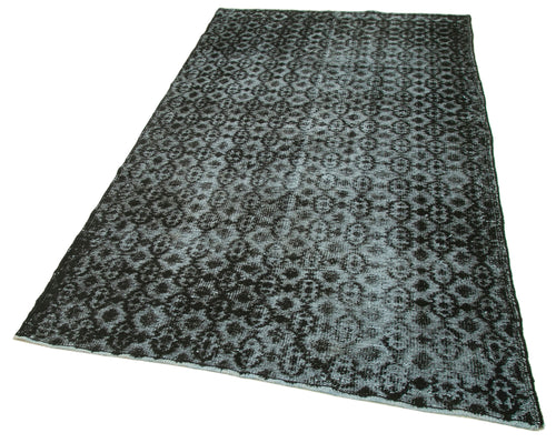Oyma Vintage Black Vintage Cotton Wool Handmade Area Rug 4'6'' x 7'8''