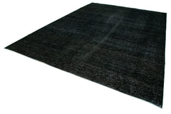Handmade Area Rug – Persian Black Wool Cotton Classic 9'7''x13'4'' Vintage Carpet