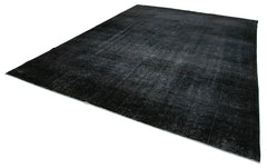 Handmade Area Rug - Persian Black Wool Cotton Classic 10'x13'8'' Vintage Carpet