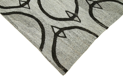 Scrap Grey Geometric Cotton Wool Handmade Area Rug 7'10'' x 10'1''