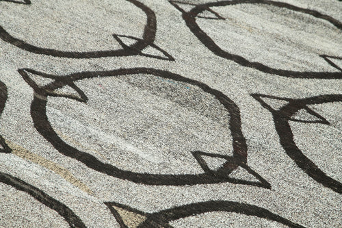 Scrap Grey Geometric Cotton Wool Handmade Area Rug 7'10'' x 10'1''