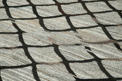 Scrap Grey Geometric Cotton Wool Handmade Area Rug 8'5'' x 10'5''