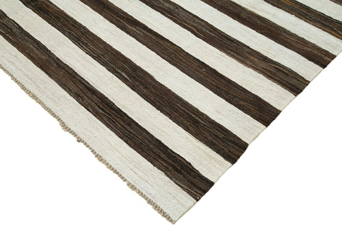 Handmade Area Rug – Brown Geometric Cotton Wool 7'10''x10'4'' Soft Natural Fiber