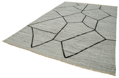 Scrap Grey Geometric Cotton Wool Handmade Area Rug 8'8'' x 12'8''