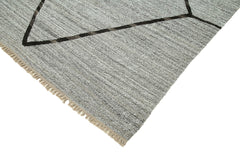 Scrap Grey Geometric Cotton Wool Handmade Area Rug 8'8'' x 12'8''