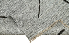 Scrap Grey Geometric Cotton Wool Handmade Area Rug 8'8'' x 12'8''