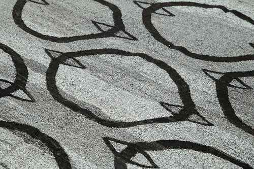 Handmade Area Rug - Geometric Turkish Wool & Cotton Vintage Carpet 8'2''x10'4''