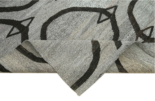 Handmade Area Rug - Geometric Turkish Wool & Cotton Vintage Carpet 8'2''x10'4''