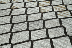 Handmade Area Rug | Grey Geometric Cotton Wool Turkish Wool Rug 8'2''x10'5''