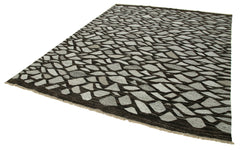 Scrap Grey Geometric Cotton Wool Handmade Area Rug 8'3'' x 10'5''