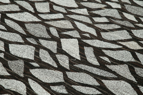 Scrap Grey Geometric Cotton Wool Handmade Area Rug 8'3'' x 10'5''