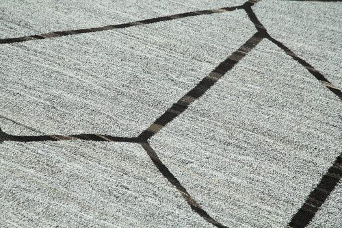 Handmade Area Rug - Geometric Wool Rug | Cotton Wool Carpet 8'8''x12'8''