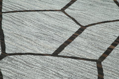 Handmade Area Rug – Grey Geometric Cotton Wool Vintage Turkish Carpet 8'1"x10'8"