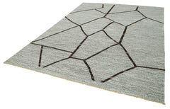 Scrap Grey Geometric Cotton Wool Handmade Area Rug 7'11'' x 10'8''