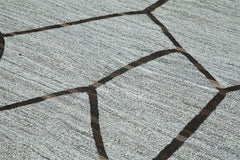Scrap Grey Geometric Cotton Wool Handmade Area Rug 7'11'' x 10'8''