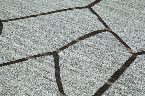 Scrap Grey Geometric Cotton Wool Handmade Area Rug 7'11'' x 10'8''