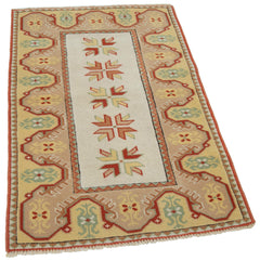 Handmade Area Rug – Classic Beige Wool Cotton Turkish Woven Carpet 2'9''x4'2''