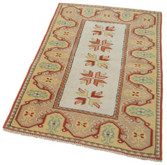 Handmade Area Rug – Classic Beige Wool Cotton Turkish Woven Carpet 2'9''x4'2''