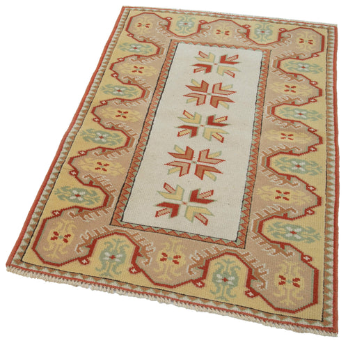 Handmade Area Rug – Classic Beige Wool Cotton Turkish Woven Carpet 2'9''x4'2''