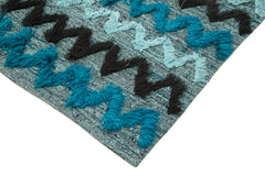 Handmade Area Rug - Pink Geometric Cotton Wool Vintage Handwoven Carpet 8'1" x 12'0"