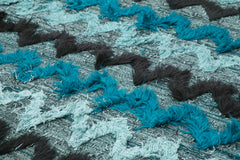 Handmade Area Rug - Pink Geometric Cotton Wool Vintage Handwoven Carpet 8'1" x 12'0"