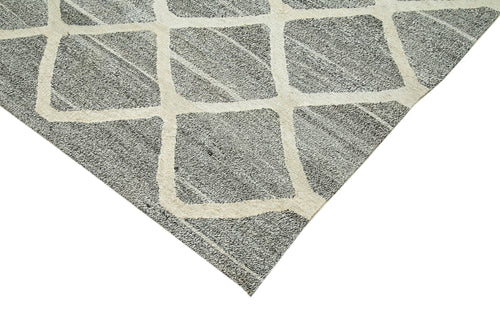 Scrap Yellow Geometric Cotton Wool Handmade Area Rug 8'0'' x 10'1''