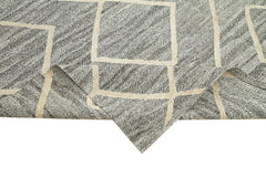Handmade Area Rug - Vintage Grey Geometric Cotton Wool Carpet 7'10''x9'10''