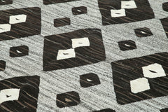 Scrap Black Geometric Cotton Wool Handmade Area Rug 8'0'' x 10'4''