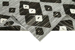 Scrap Black Geometric Cotton Wool Handmade Area Rug 8'0'' x 10'4''