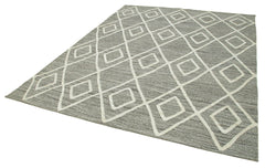 Scrap Grey Geometric Cotton Wool Handmade Area Rug 7'9'' x 10'0''