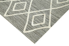 Scrap Grey Geometric Cotton Wool Handmade Area Rug 7'9'' x 10'0''