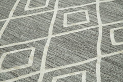 Scrap Grey Geometric Cotton Wool Handmade Area Rug 7'9'' x 10'0''