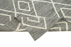 Scrap Grey Geometric Cotton Wool Handmade Area Rug 7'9'' x 10'0''