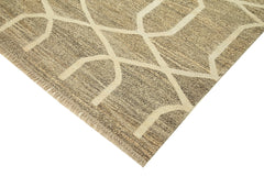 Handmade Area Rug – Beige Geometric Cotton Wool Rug 8'2'' x 10'2'' | Turkish Vintage Carpet
