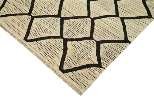 Handmade Area Rug – Beige Geometric Cotton Wool Soft Textured Rug 8'1''x10'