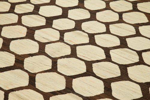 Handmade Area Rug - Orange Geometric Cotton Wool Vintage Handwoven Carpet 8'1''x10'3''