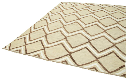 Handmade Area Rug – Yellow Geometric Cotton Wool Rug 8'2'' x 10'6''
