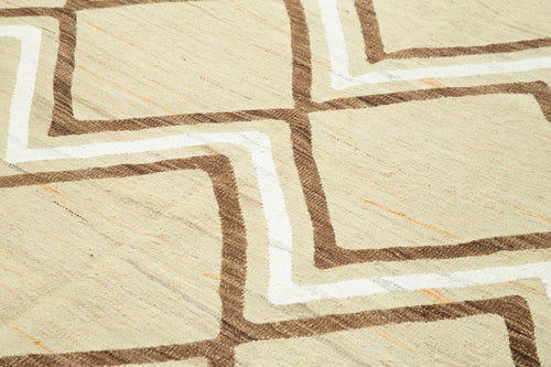 Handmade Area Rug – Yellow Geometric Cotton Wool Rug 8'2'' x 10'6''