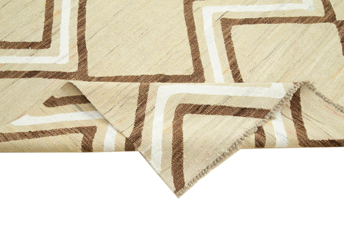 Handmade Area Rug – Yellow Geometric Cotton Wool Rug 8'2'' x 10'6''