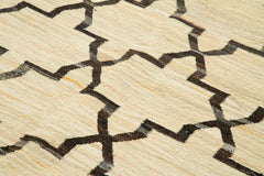 Handmade Area Rug - Black Geometric Cotton Wool Vintage Hand Woven Carpet 7'11" x 10'