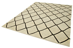Handmade Area Rug – Durable Geometric Cotton Wool Rug 8'x10' Beige Floor Covering
