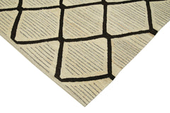 Handmade Area Rug – Durable Geometric Cotton Wool Rug 8'x10' Beige Floor Covering